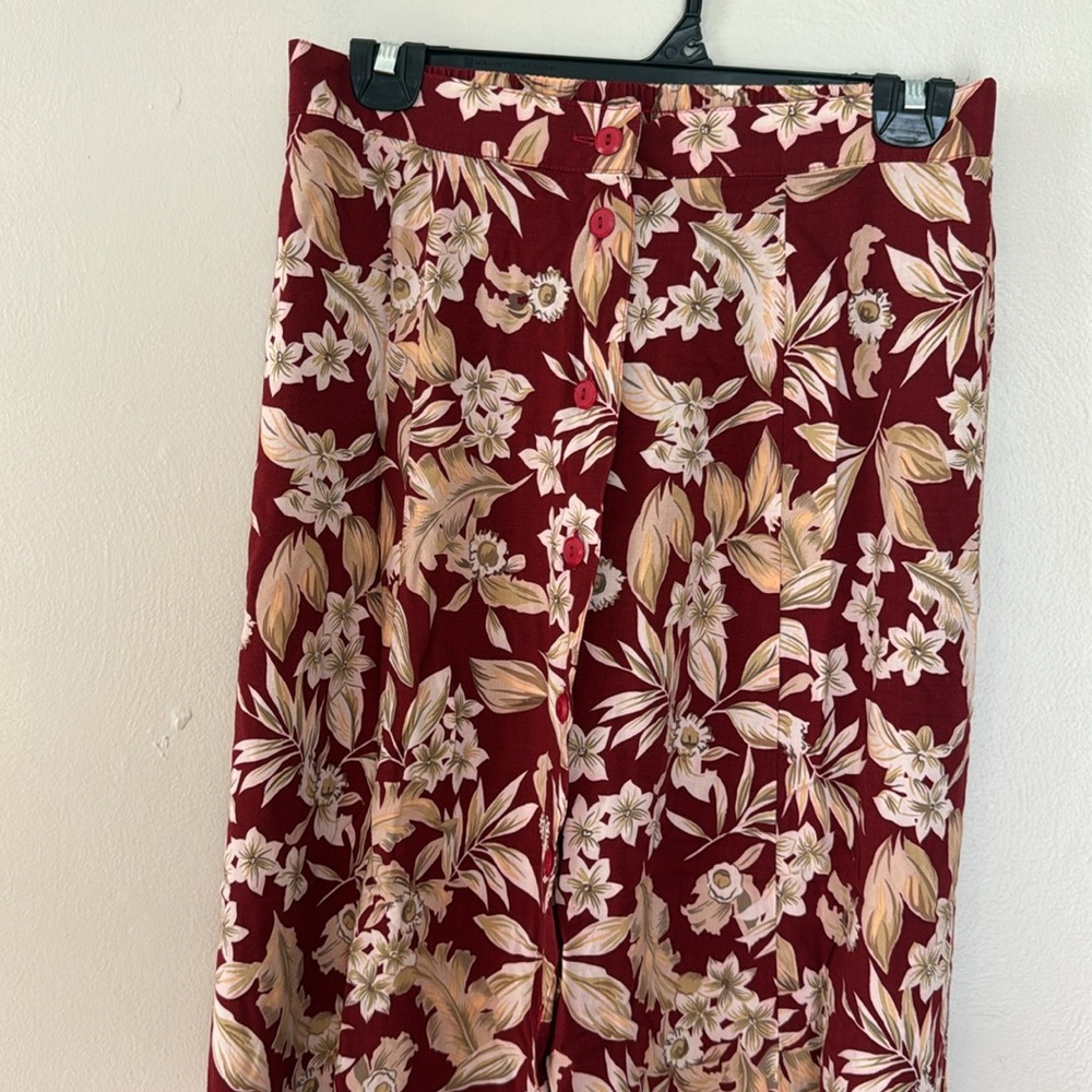 Vintage Sag Harbor Red Floral Midi Skirt medium - Picture 3 of 9